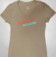HLN - Women's Khaki Script Logo V-Neck Tee